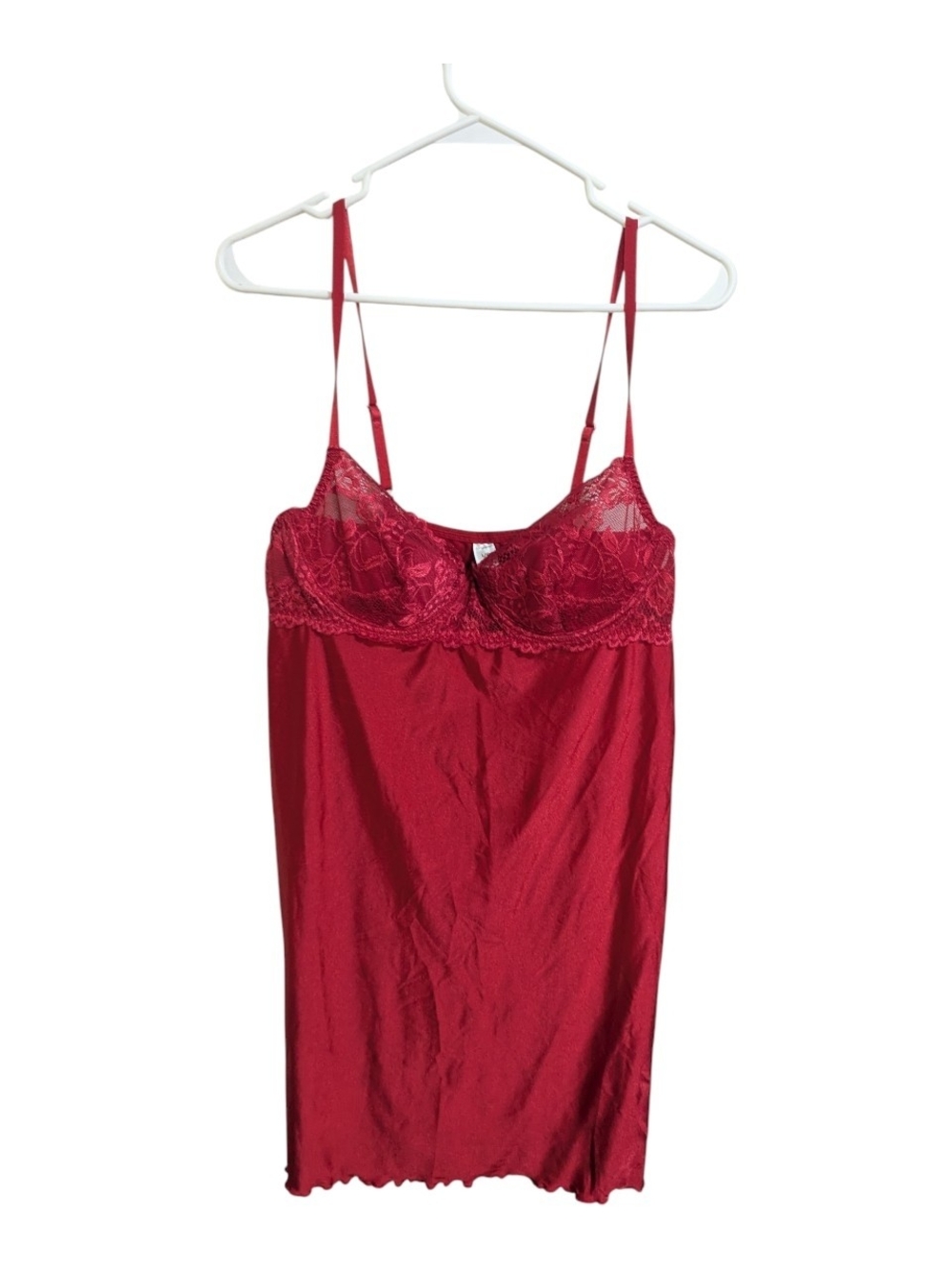 Ambrielle Chemise Lingerie Top Sz large Red Lace Baby Doll Y2K Coquette W-530